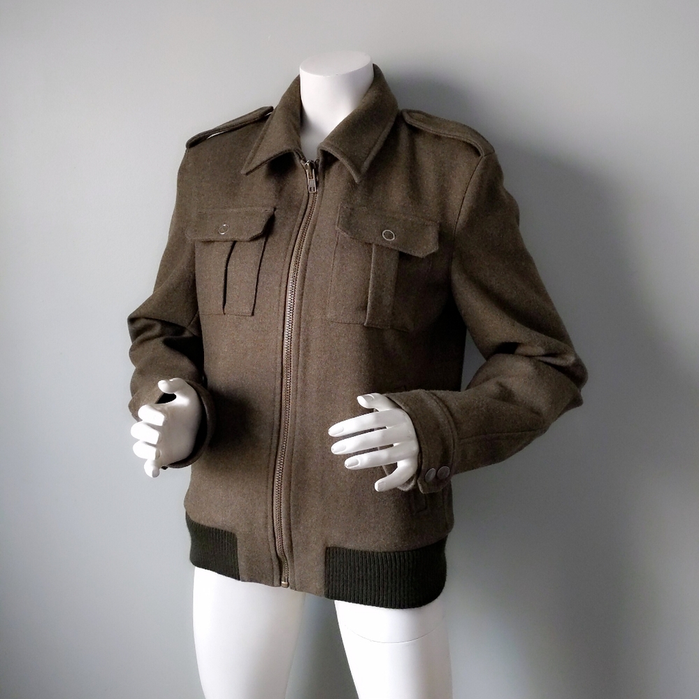Rare Original AG Jeans Green Wool Military Bomber - Picture 3 of 8
